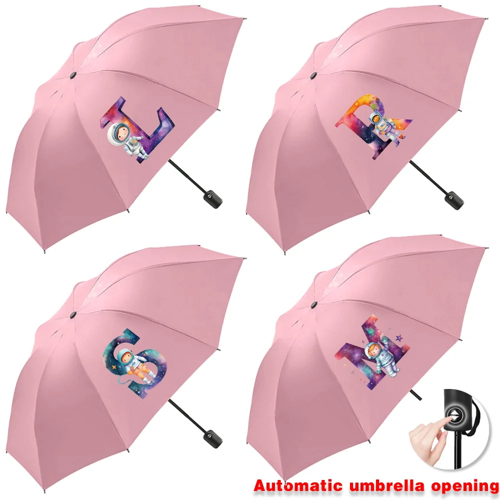 

UV Automatic Umbrella Sunshade Sunscreen Rain Umbrellas Cute Print Outdoor Picnics Hiking Travel Essentials Astronaut Letter