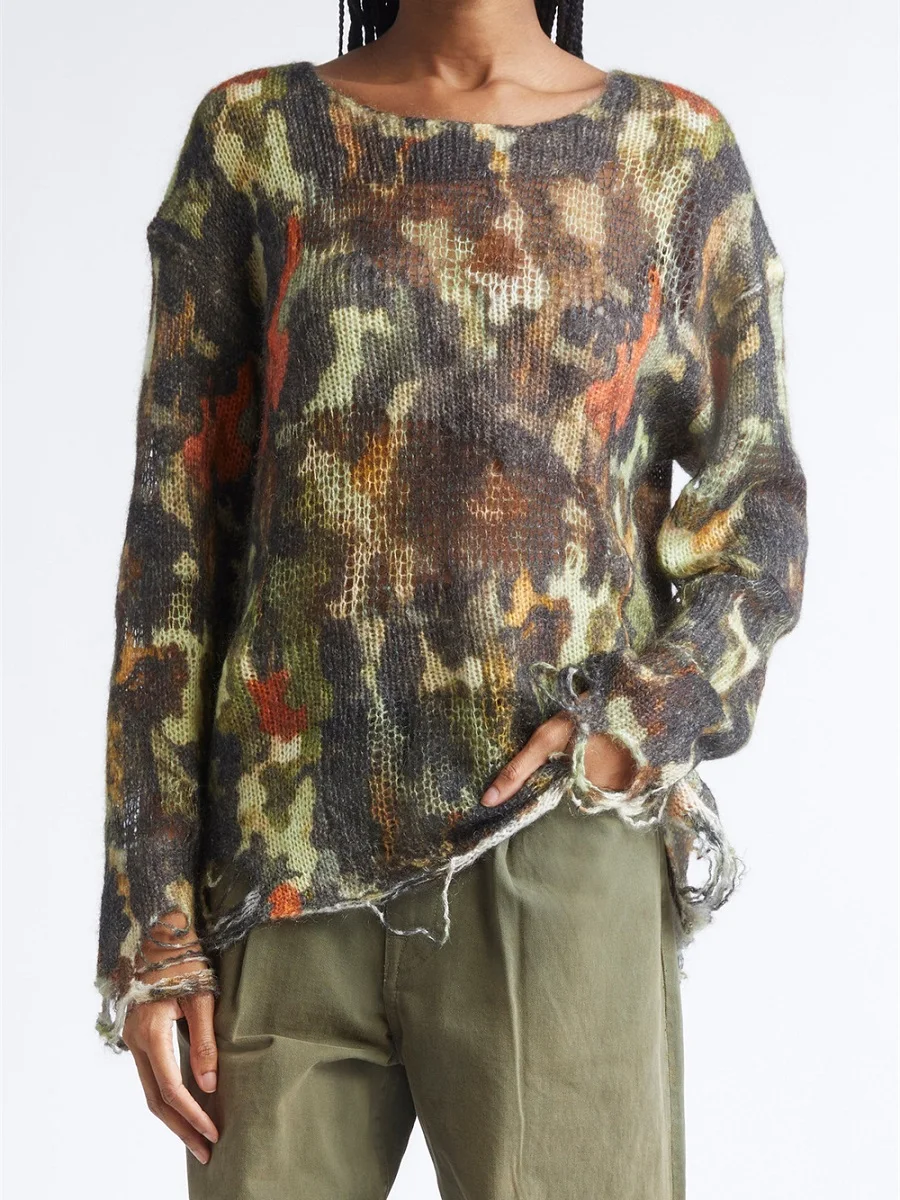 

Women's winter clothing, sweater, 3D print, hollow-out, high street style, women's top, pullover, y2k New fashion shirt. bra