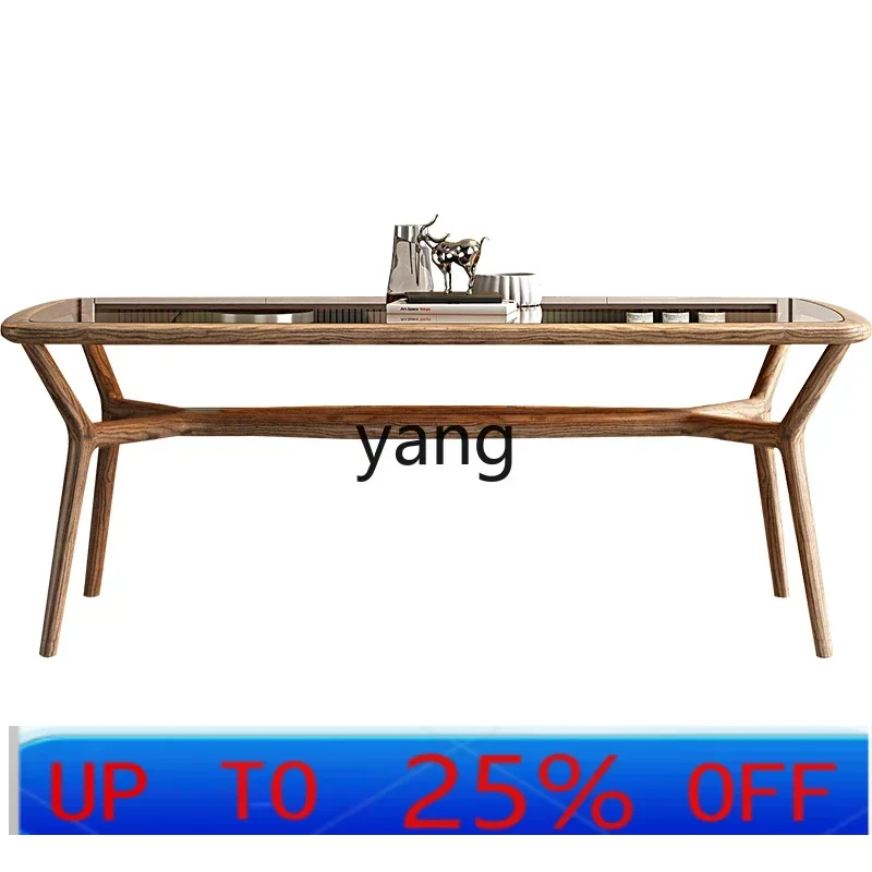 

LTT household small apartment dining table modern simple rectangular solid wood dining table and chair combination
