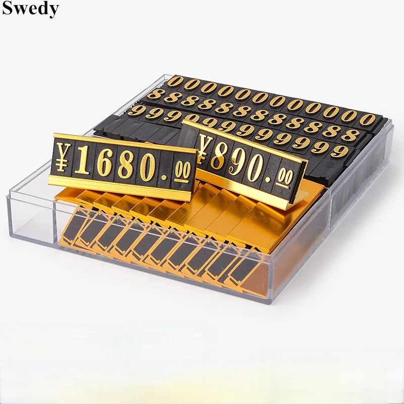 20 Sets / Box Aluminum Base Jewelry Watch Adjustable Number Price Cube Tags Big Number Price Label Sign Holder Display Stand