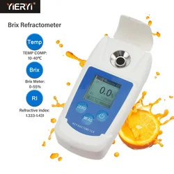 Yieryi Digital 0-55% Brix Refractometer ±0.2% Precision Brix Meter Sugar Content Tester for Fruit Juice Wine Beer Food Beverage