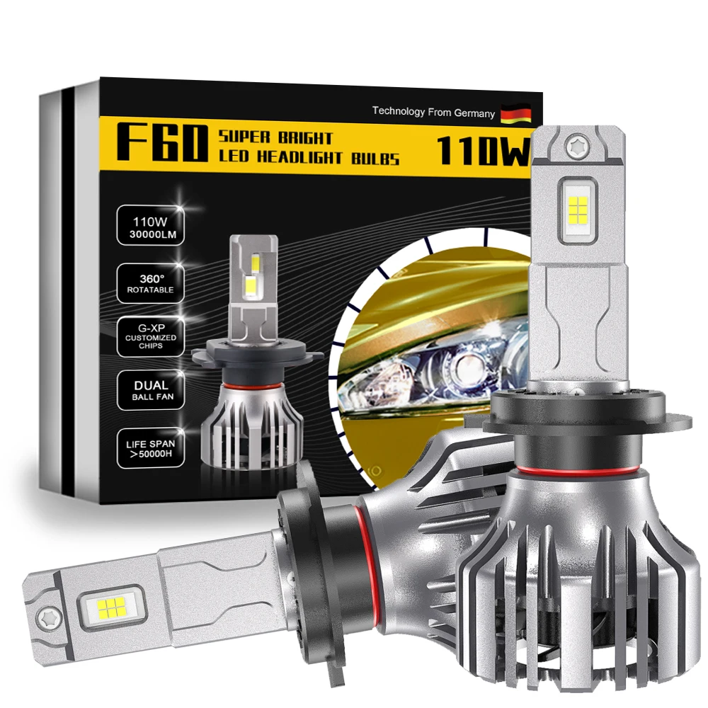 

F60 H7 Led Headlight 110W 30000LM 6500K Led 9005 9006 H7 H11 Auto Car Led Headlamps Led Super Power Led