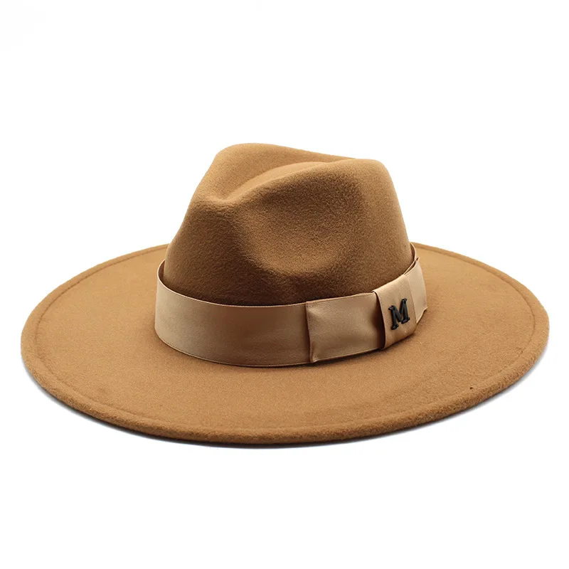 European And American Autumn And Winter Big Brim Jazz Top Hat Fashion Casual Standard Wide Brim Fedora Hat 9 5cm 4