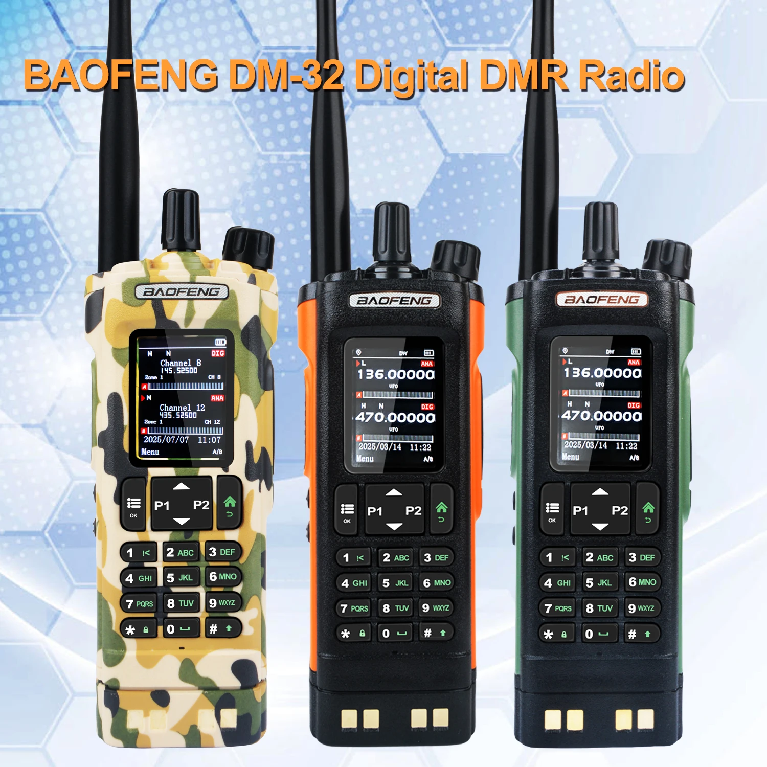 

VHF UHF Dual Band DMR Digital Walkie Talkie with Aviation Band Receive Baofeng DM-32 AES256 Encryption GPS 8W FM DM-32UV Radio