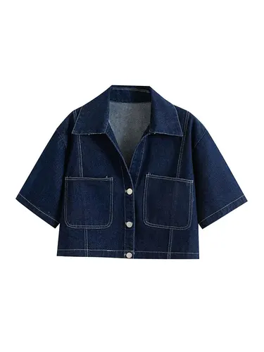 Imagen 2 del producto Nlzgmsj Conjuntos informales de verano para mujer, minifalda y pantalones cortos a la moda, conjuntos de camisa corta vaquera, conjuntos superiores para mujer, traje de calle para mujer