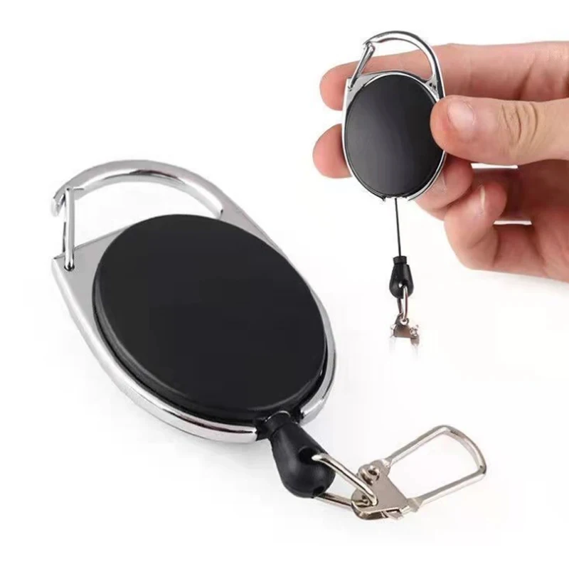 1/2/3/4/5/6Pcs Elastic Key Chain Fly Fishing Retractor Tools Extractor Keeper Retractable Key Chain Zinc Alloy Key Rings