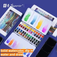 Solid watercolor pigments beginner watercolor advanced set 12 24 36 48 colors Solid watercolor iron box portable block