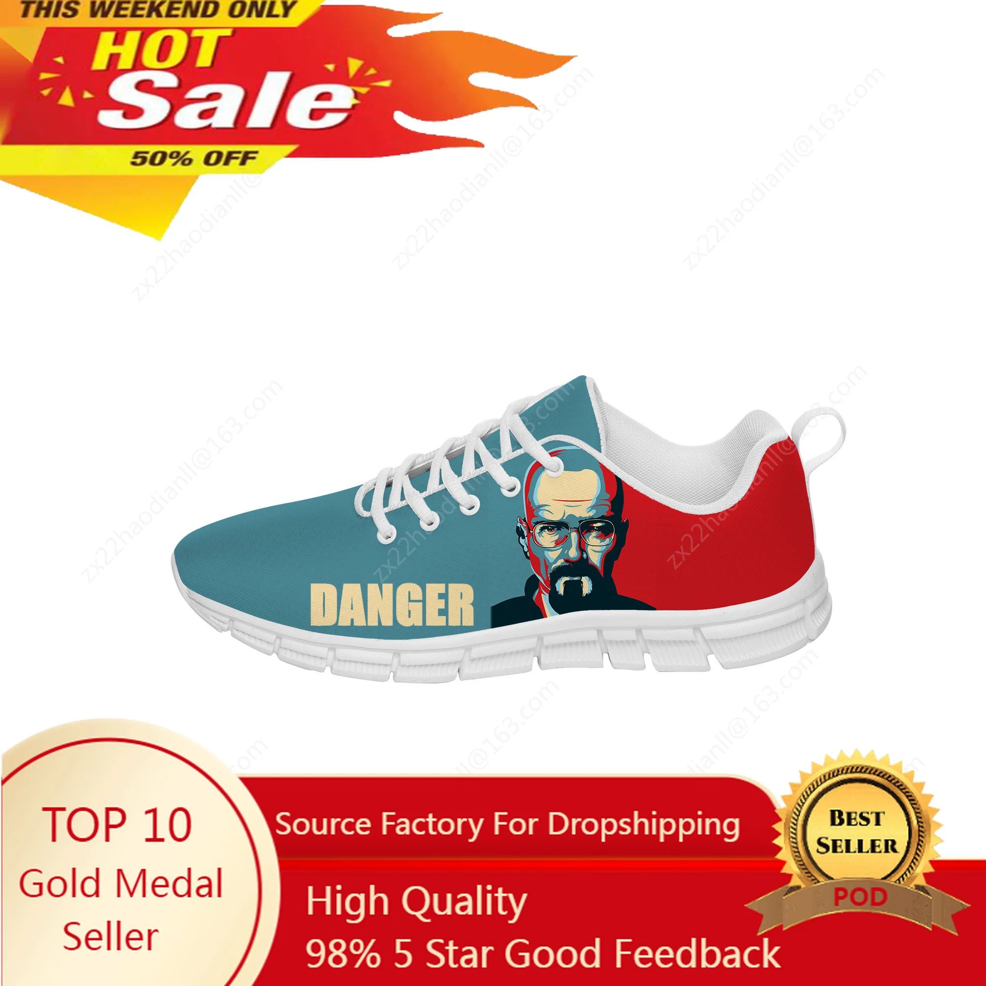 Movie Breaking Bad Low Top  Sneakers Mens Womens Teenager Casual Shoes Canvas Running Shoes 3D Print Breathable Lightweight shoe