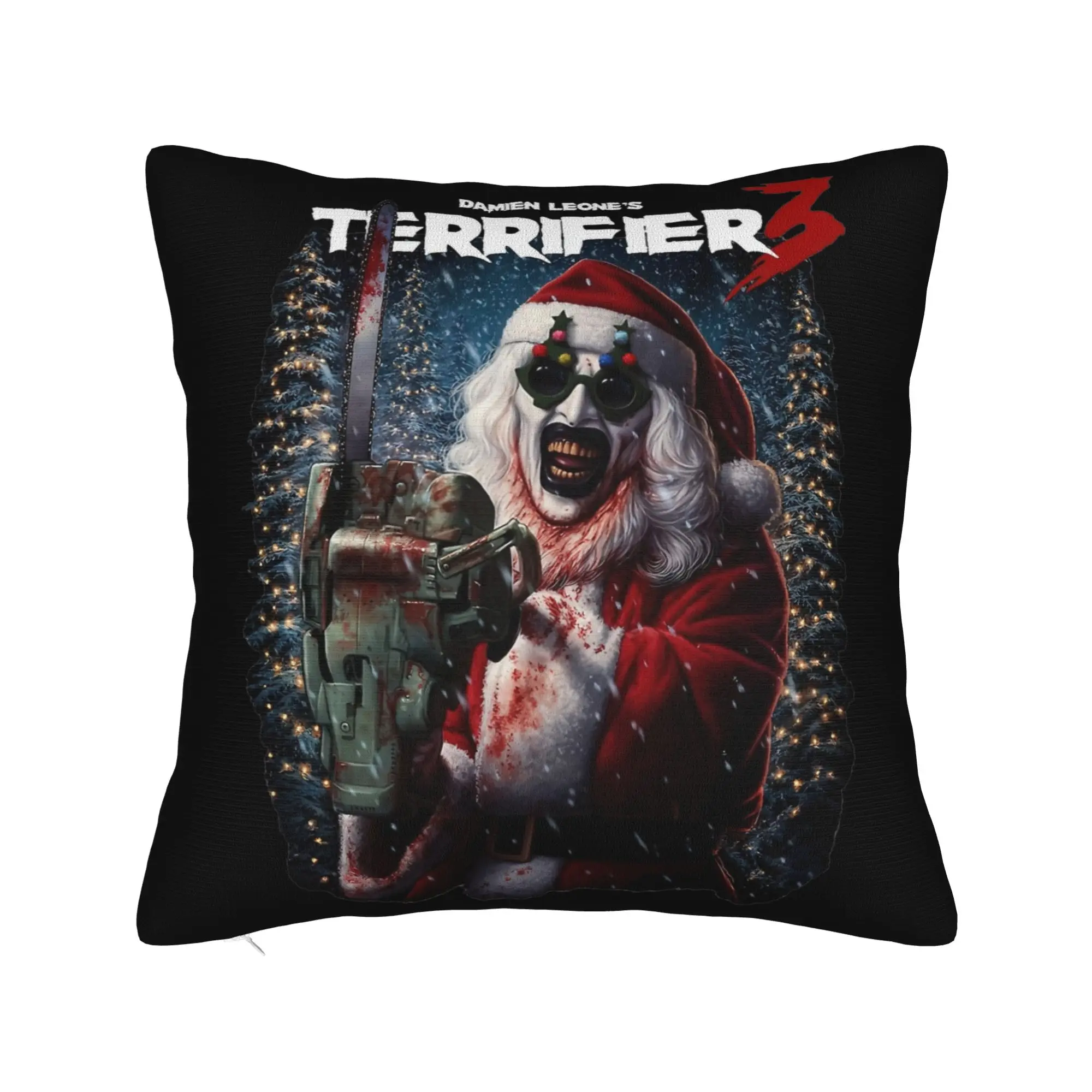 Terrifier 3 Christmas Pillowcase Printing Polyester Cushion Cover Decoration  Pillow Case Cover Home Square 45*45cm