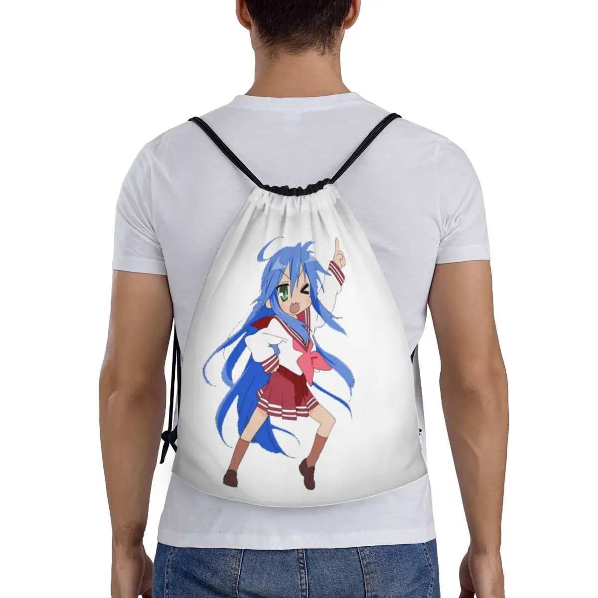 

Konata Pose Lucky Star Anime Backpacks Casual Portable Drawstring Bags Sports Bag Book Bags For Man Woman School
