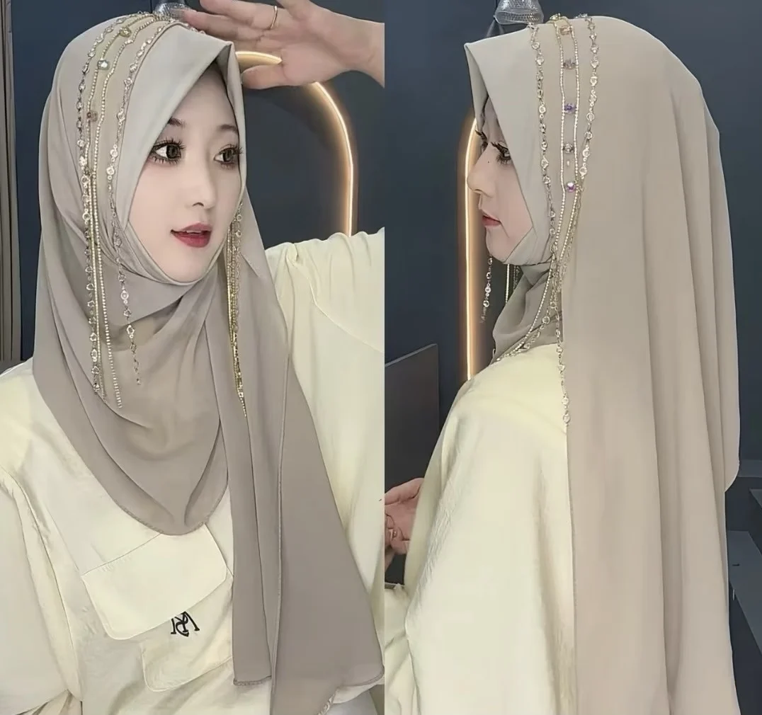 2026 Fashion Muslim Girls Tassels Wrap Instant Hijabi Scarves 4