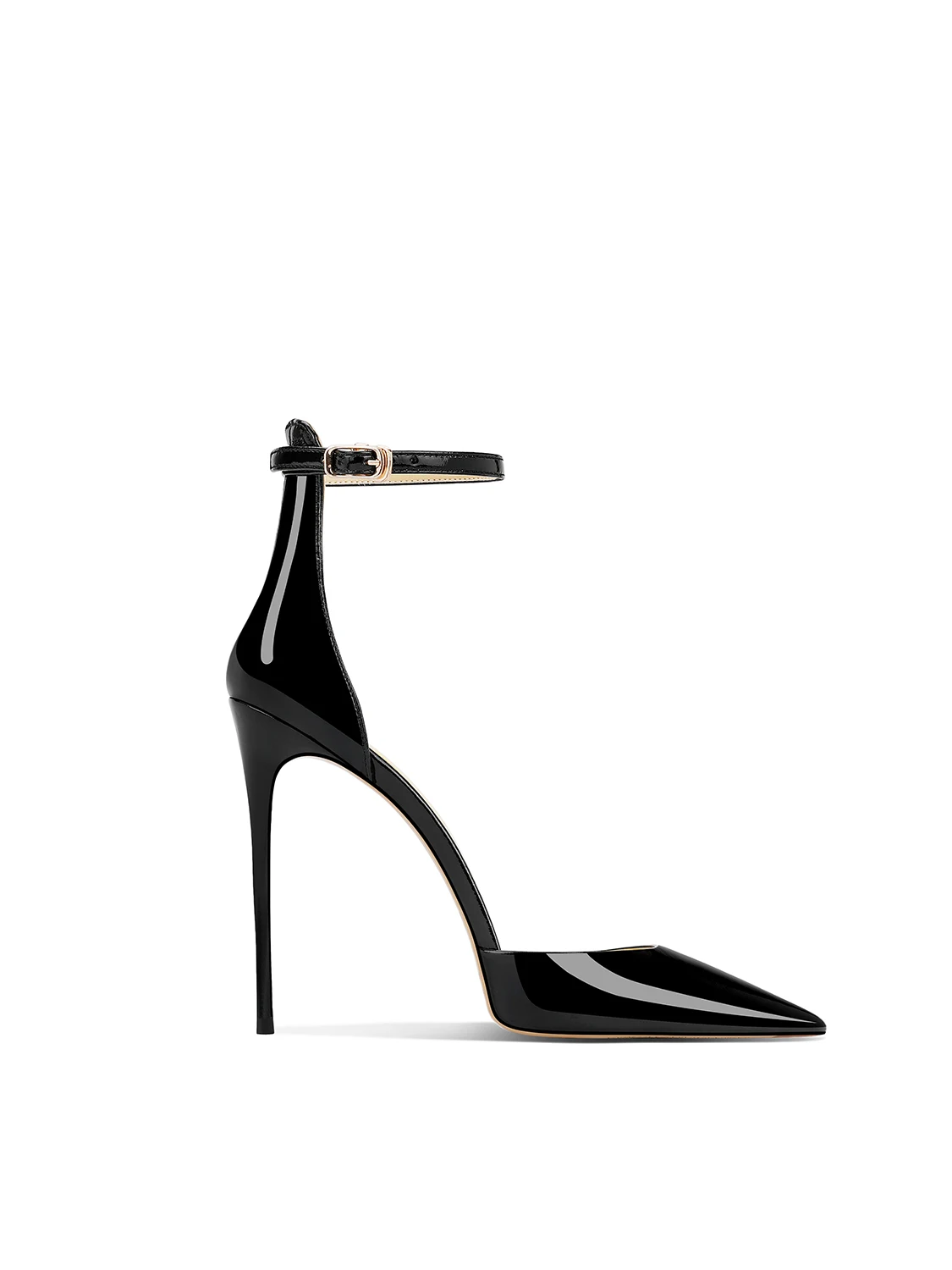 One-word with Stiletto Pointed High Heels Women's 2025 Spring and Summer New Versatile White Patent Leather
