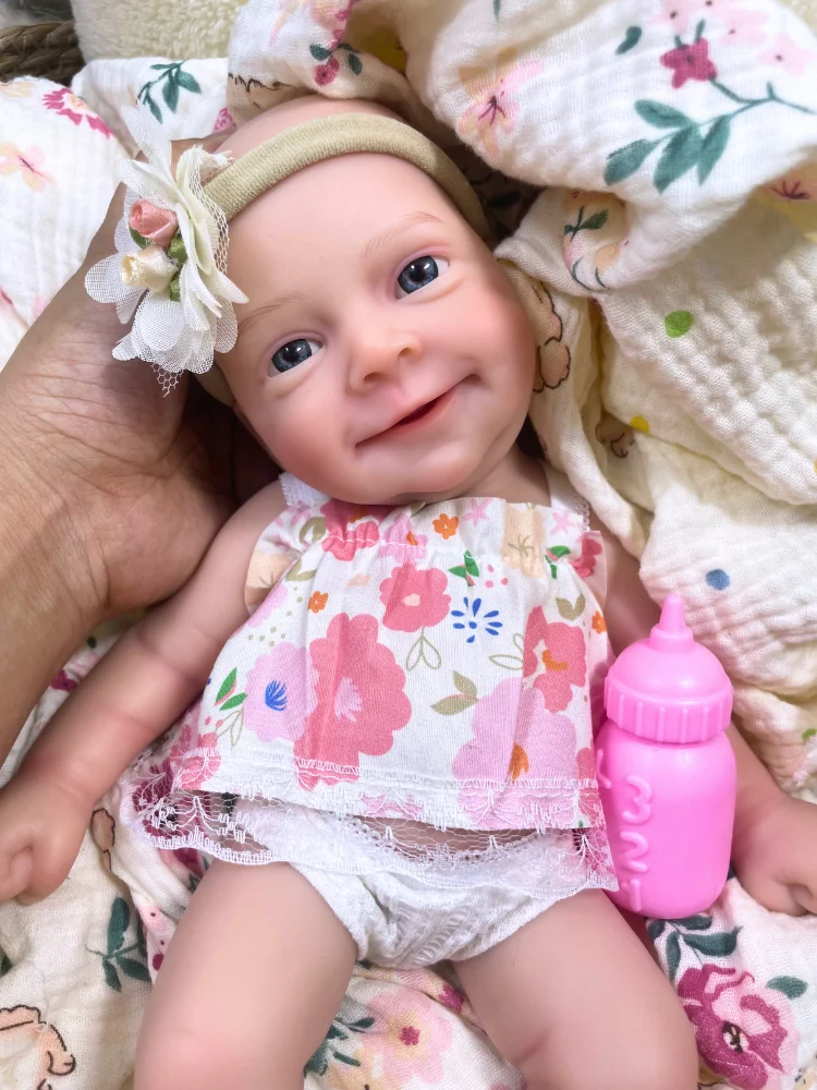 13 Inch Full Solid Silicone Reborn Baby Doll Sebastian Washable Body Girl Adorable Silicone Doll Birthday Christmas Gift
