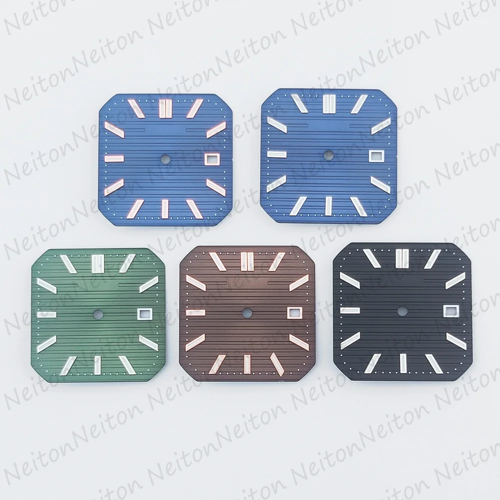 Neiton 29mm NH35 Brown Square Watch Dial Luminous Dial Fit NH35 Miyota 8215 8205 831a DG2813 3804 Automatic Movement