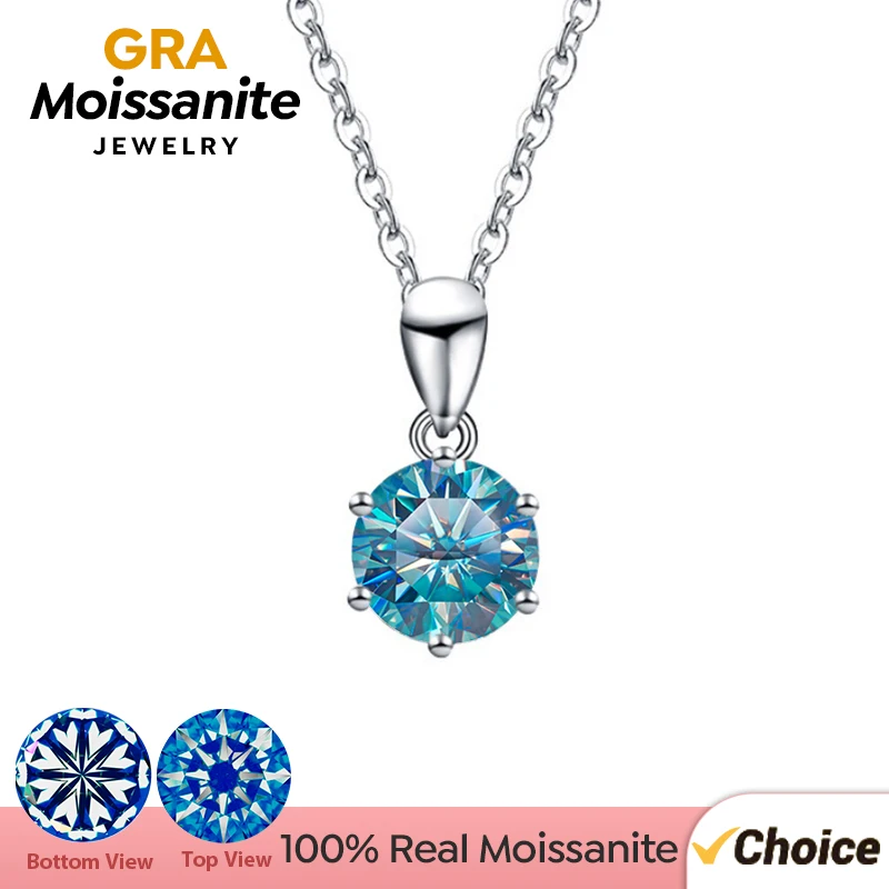 GRA 1CT-3CT Moissanite Diamond Wedding Pendant Necklace for Women 925 Sterling Silver Long Chain Luxury Quality Fine  Jewelry