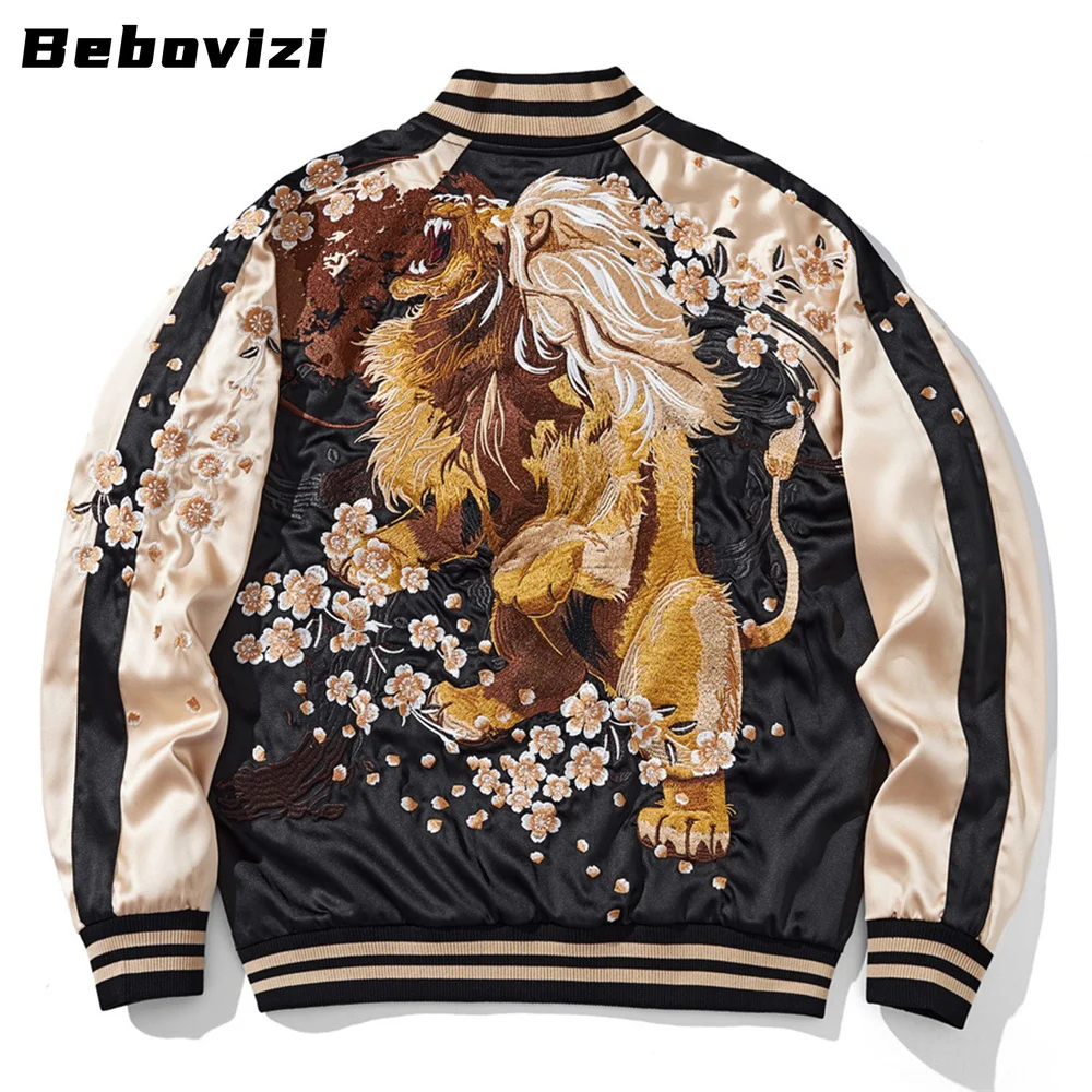 High Quality YOKOSUKA Lion Embroidered Jacket Japanese Men Women Couple Boy Baseball Streetwear Harajuku Clothing Autumn Coat