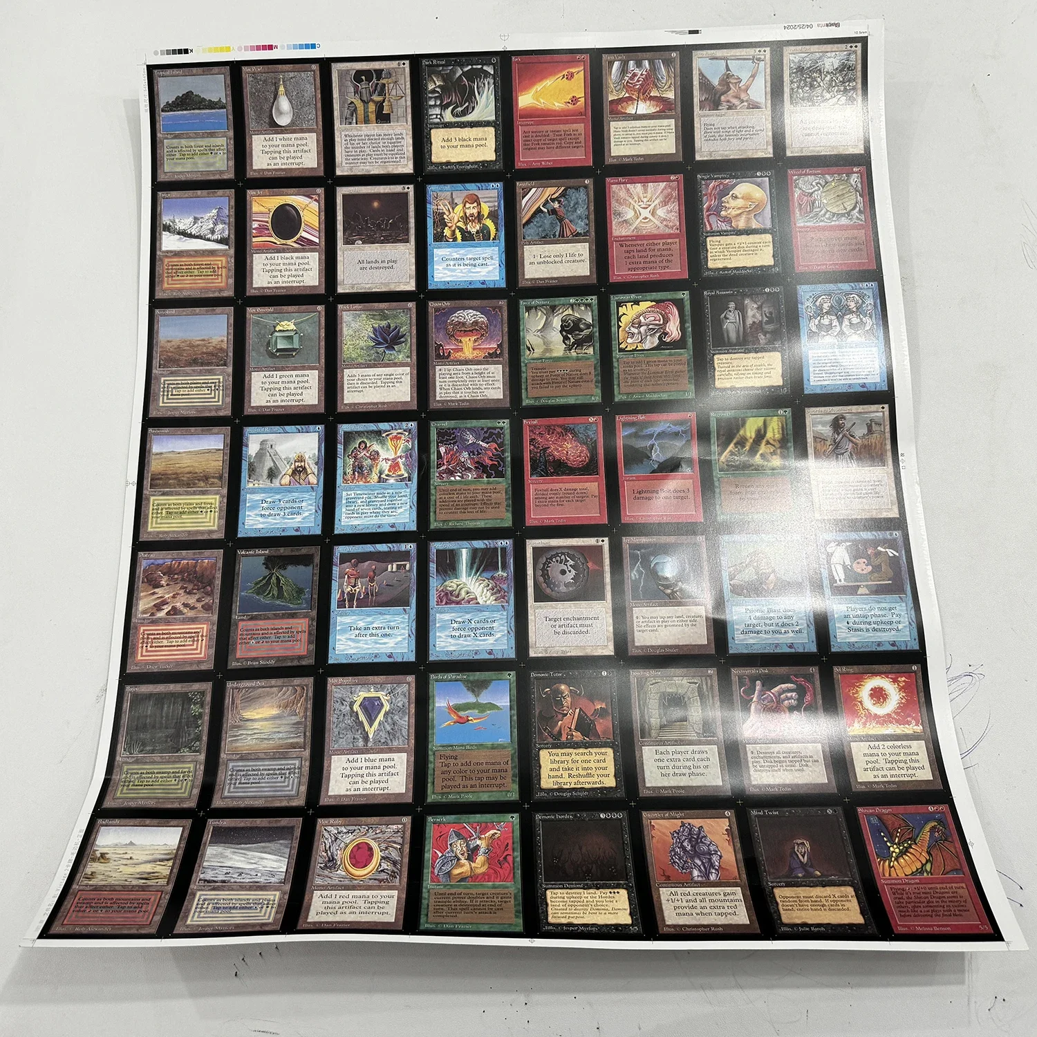 

Magic Board Game Card Beta Limited Edition Uncut 56 Rare and Expensive Cards Black Lotus Dual Lands Power Nine Frame on The Wall