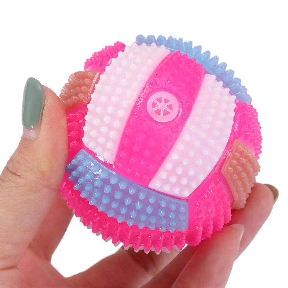 Rainbow Color Dog Glowing Molar Ball Flashing Elastic Puppy Bouncy Chew Ball 6.5cm Bite Resistant Pet Squeak Molar Ball