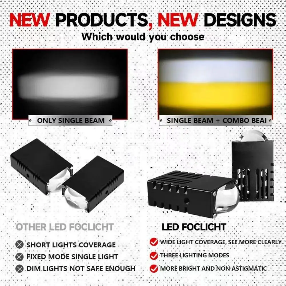 Mini LED Big Light Bumper Fogs Auxiliary Lamp for Motorcycle and Car, 5500K 3000K Waterproof Driving Lamp Spotlight