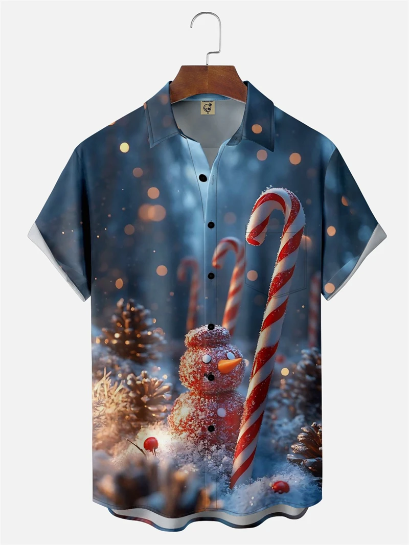 

Funny Christmas Tree Candy 3D Printed Shirts For Men Women Clothes Give Mens Xmas Gift Blouses Cosplay Y2k Lapel Blouse Clothing