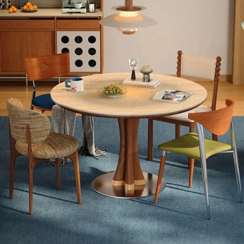 Minimalist Sturdy Dining Tables Round French Retro Small Sized Dining Tables Modern Vintage Home Furniture Tavoli Da Pranzo LJ40