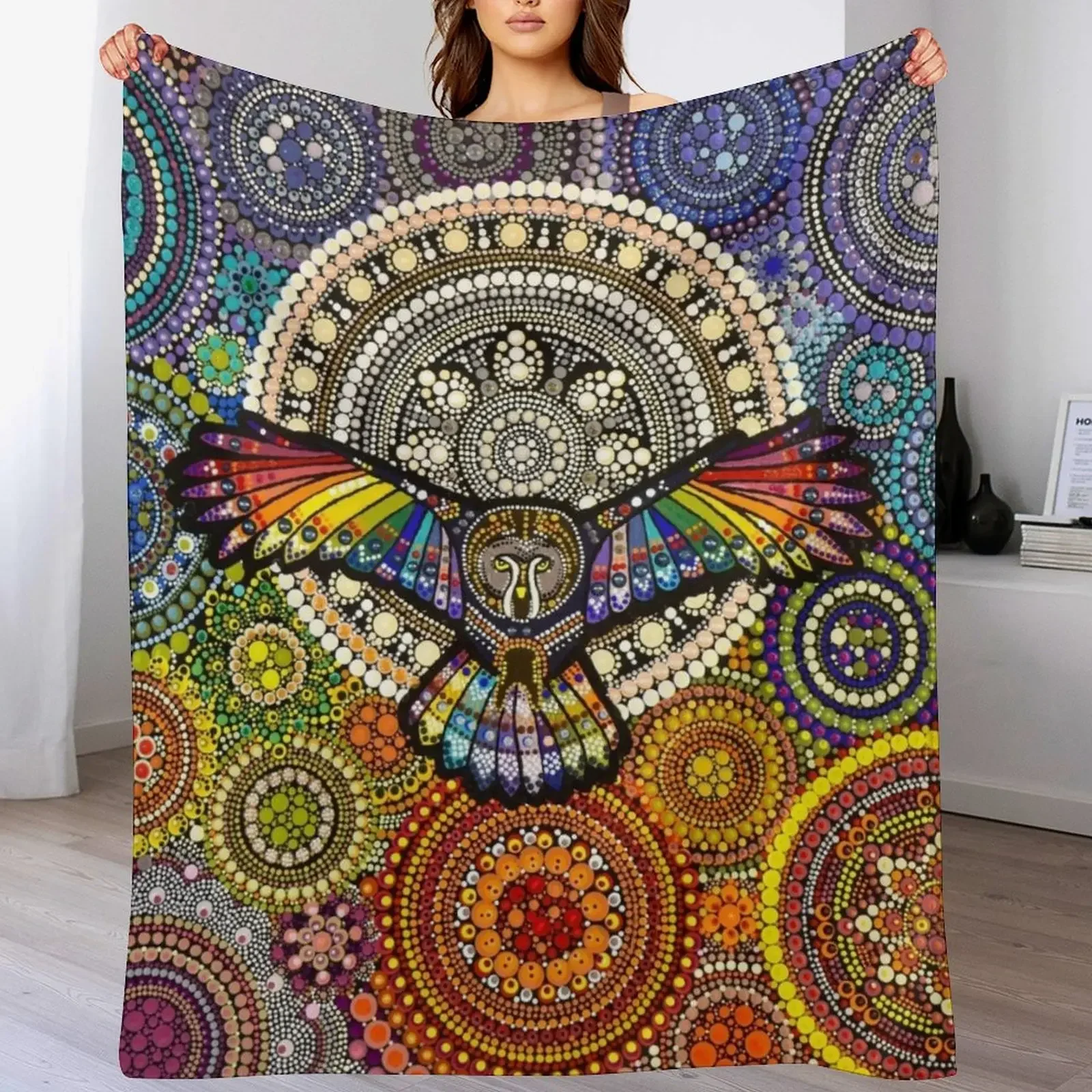

Moonlight Owl Throw Blanket Multi Purpose Soft Warm Blanket for Home Travel