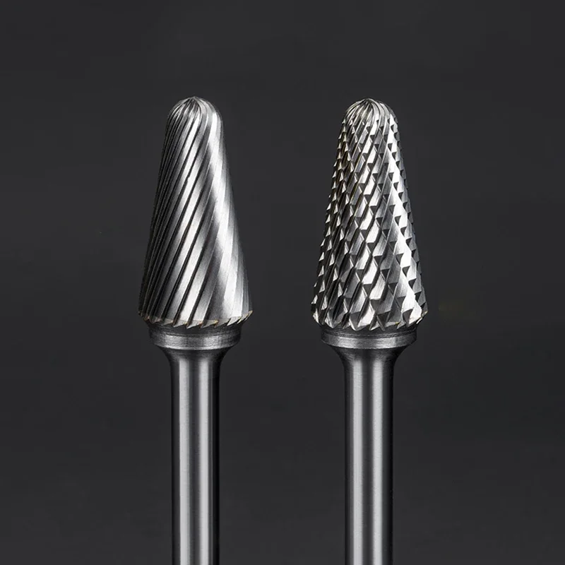 Rotary File Carbide L Taper Dome 6~16mm Alloy Grinding Bit Milling Cutter 6mm Shank Tungsten Steel Grinding Bit