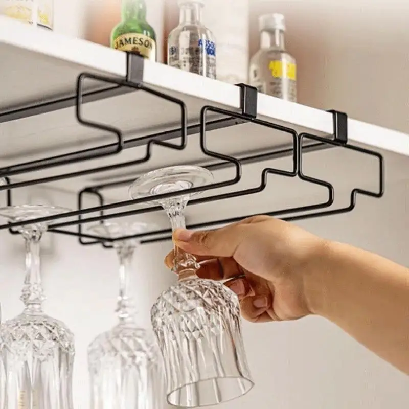 Hanging Red Wine Glass Storage Rack, Home High Footed Cup Storage Rack Without Punching Holes Inverted Drain Rack Organizer