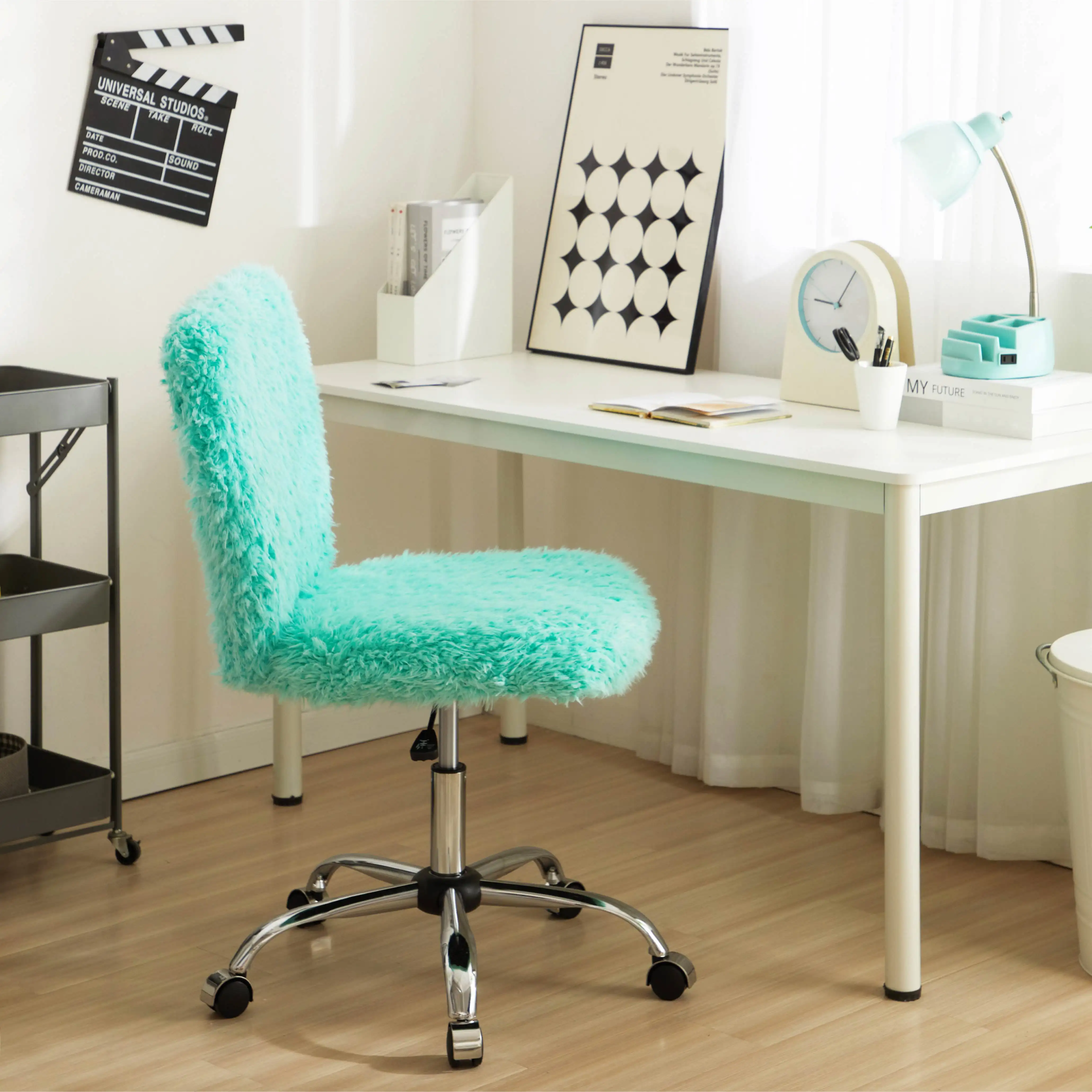 

Faux Fur Armless Swivel Task Office Chair, Multiple Colors