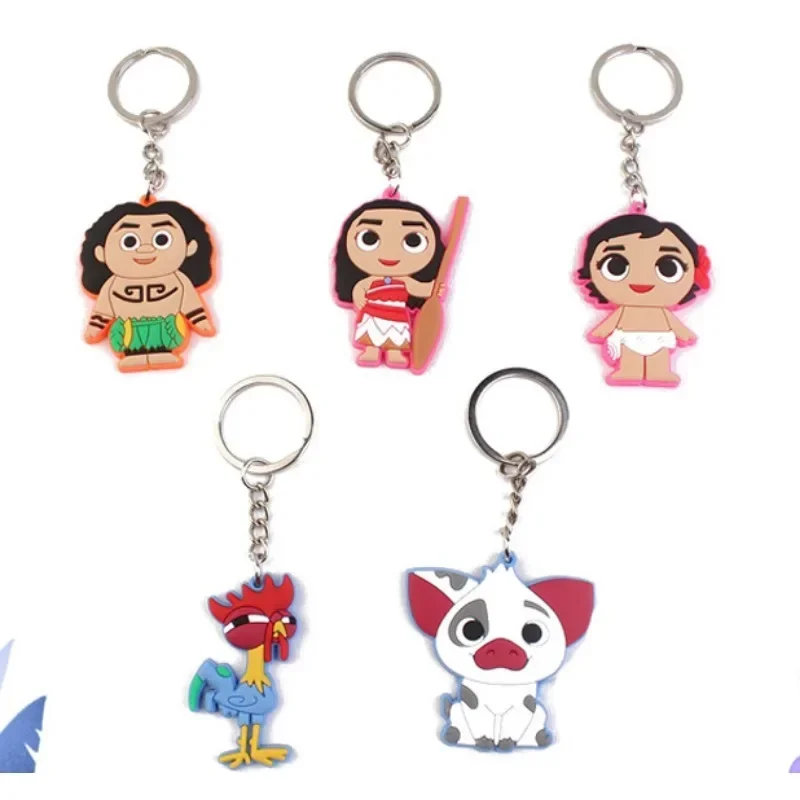 HOT Disney Movie Princess Moana Keychain Kawaii Car Keyring Action Figure Maui Adventure Accessories Cosplay Key Ring Kids Gift