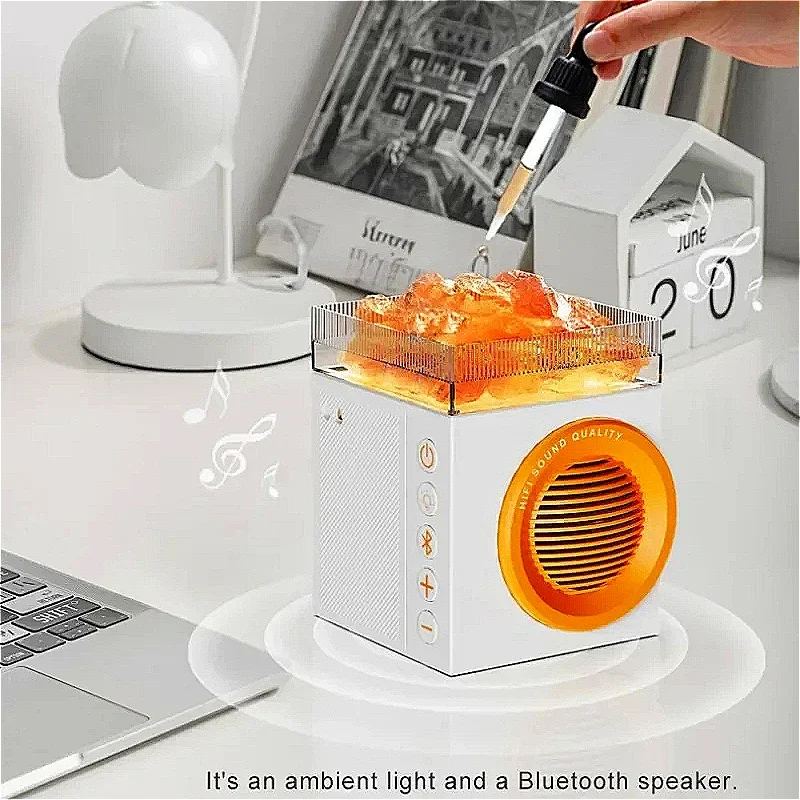 Haut-parleur Bluetooth Portable sans fil, caisson de basses BT, diffuseur d'aromathérapie, son stéréo HIFI, Audio, pierre de cristal, veilleuse