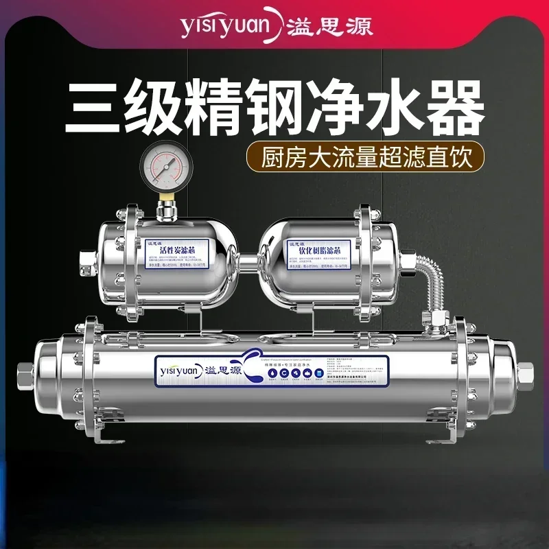 Yisiyuan Water Filter with Backwash Function for Home and Kitchen, Stainless Steel Pipe and Large Flow Rate