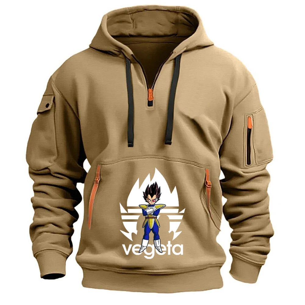 Saiyan Vegeta 2026 Men's Patchwork Pocket Hooded Coat Spring And Autumn Dragon Ball Logo Print Daily Commute Simple Hoodies view 5