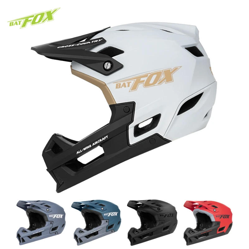 BAT FOX Full Face Mountain Bike Helmet Off-road Certification Safety MTB Casco Bicycle Integrally-molded Riding Cycling Helmets