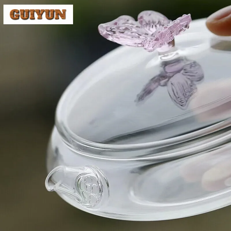 380ml Japanese Butterfly Dance Glass Teapot Cold Ice Water Tea Brewing Pot Green Teapot for Infusions Tea Kettle Kung Fu Teaset view 4