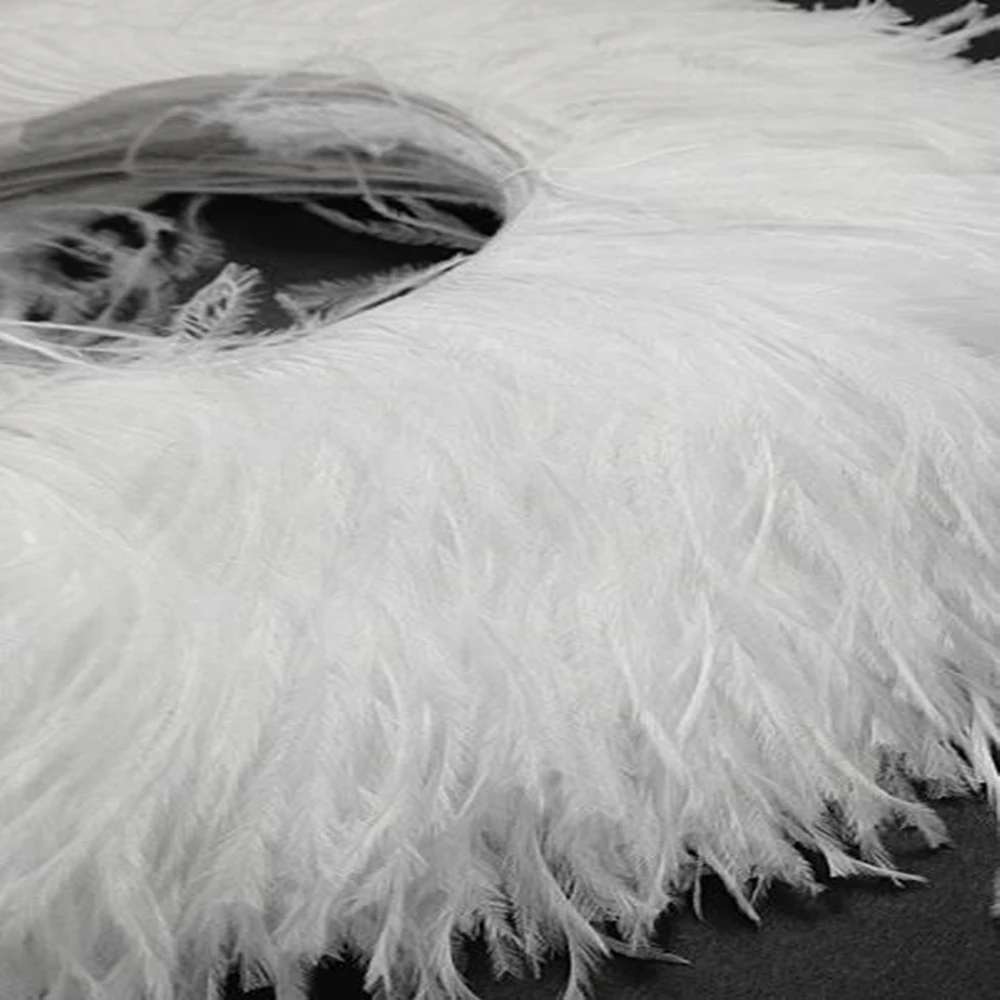 1Meter White Ostrich Feather Fabric Lace Tassel Wedding Party Dress Decorative feathers Trim Fringe No Ribbon Plumas