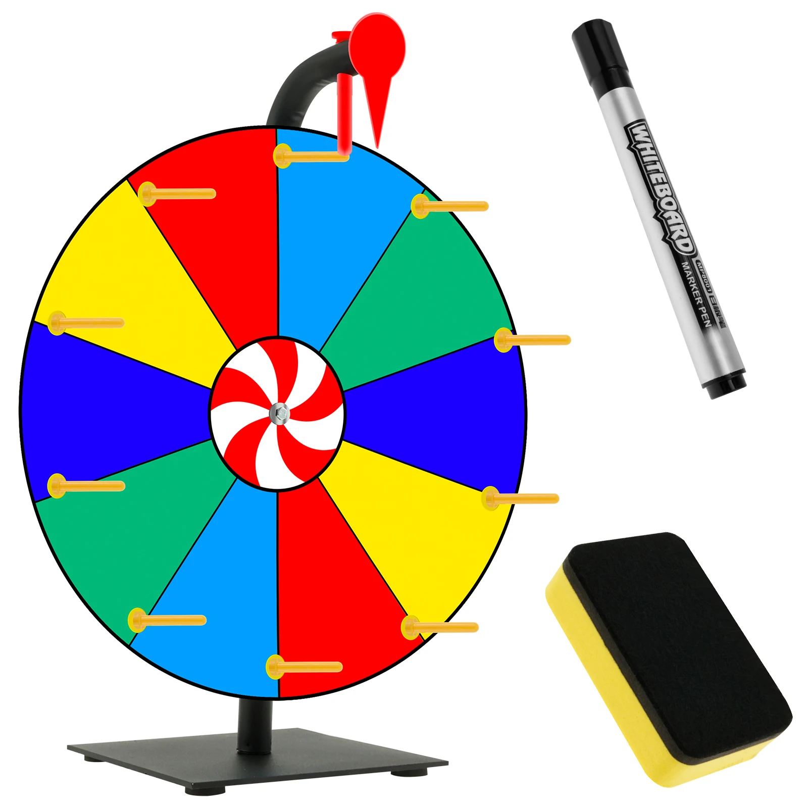 

Prize Wheel Tabletop Spinning Prize Wheel Editable Spinning Wheel 10 Slots Color Spin Wheel Dry Erase Spinner Wheel with Dry