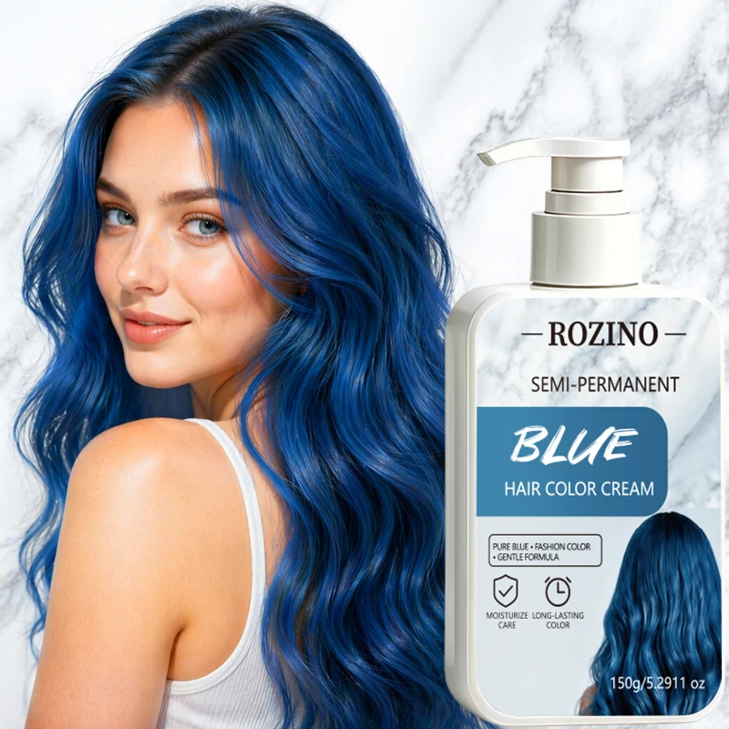 150g Semi-Permanent Blue Hair Dye, Lightweight Texture, Gentle and Non-Irritating, Instant Hair Coloring, Changes Hair Color in 15 Minutes, Natural Color, Creates Shiny Hair, Suitable for Outdoor Activities, Birthday Parties, Music Festivals, Halloween, Christmas, Quick and Easy to Use Daily, Giving You Easy Access to Trendy Hair Colors for Men and Women