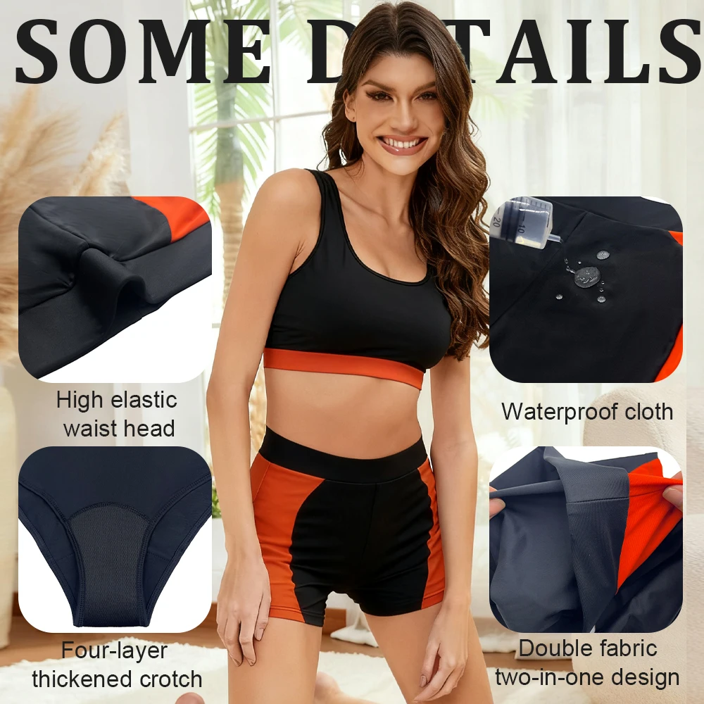 Pantalones de baño menstruales para niñas, traje de baño a prueba de fugas de 4 capas, Bikini impermeable, pantalones de playa, bragas de natación de verano, Boxers