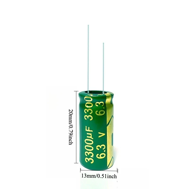 

75pcs 6.3V 3300uF Electrolytic Capacitor High Frequency Low ESR Long Life Green Gold 10x20mm for Power Supply