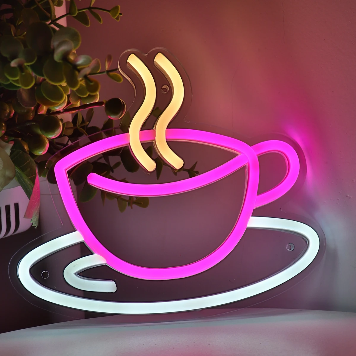 Imagem -05 - Bela Coffee Cup Wall Led Art Neon Sign Night Light Decoração do Partido Sala Loja 5v Alimentado por Usb 874 x 756 1pc