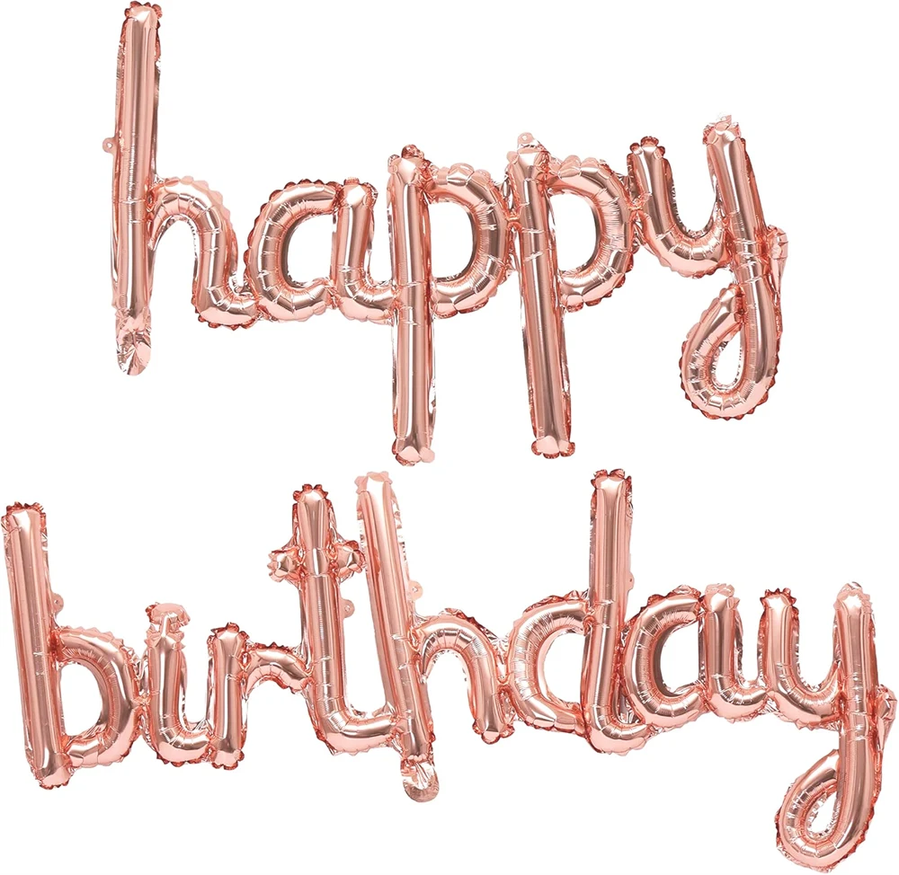 1 Beutel, 40,6 cm, verbunden, alles Gute zum Geburtstag, Buchstabenfolie, kursiver Schrift, Ballon, hängende Banner für Kinder und Erwachsene, Geburtstagsparty-Dekoration – Detail 3