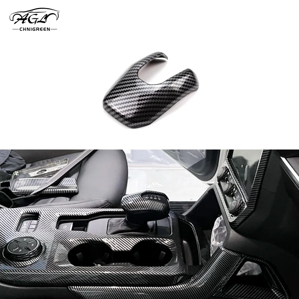 1pc ABS Carbon Fiber Color or Red Gear Shift Knob Decorator Cover Interior Decorative for Ford Ranger Everest 2023