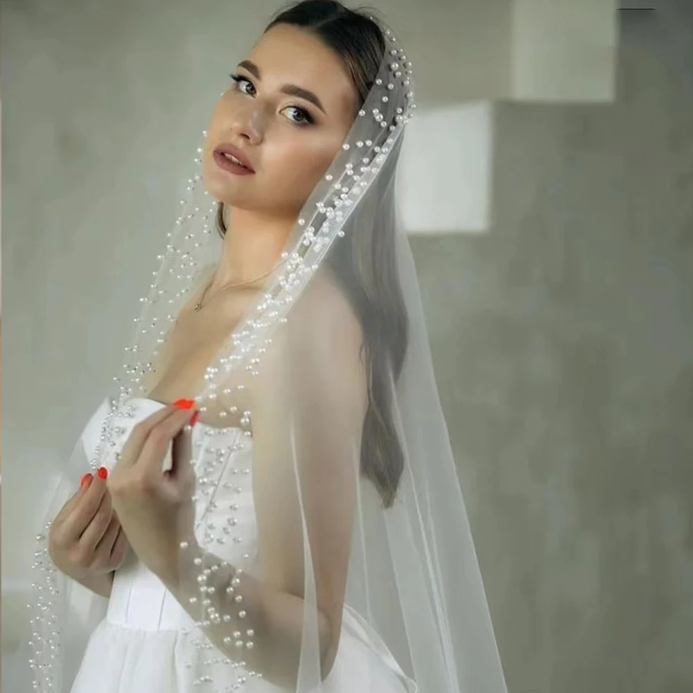 

Фата свадебная с гребнем и жемчугом, 3 м