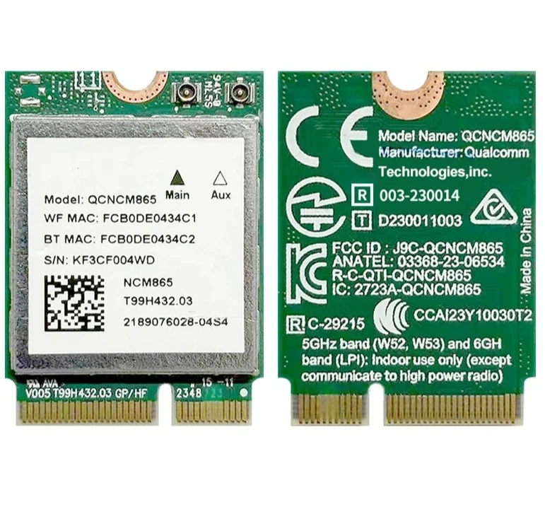 X Tri Band WiFi7 Network Adapter QCNCM865 PCIe Interface Wireless Bluetooth Combo Card