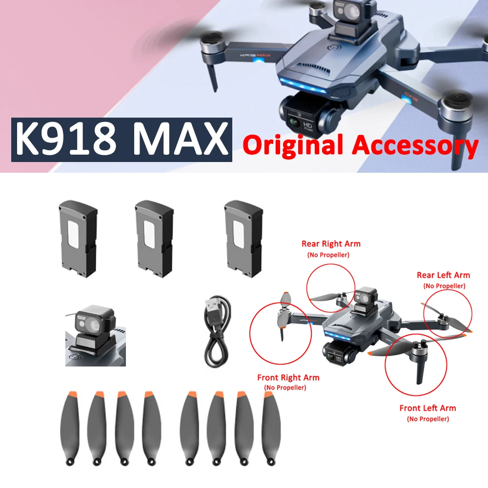 K918 MAX GPS Drone Original Spare Part Propeller Blade Battery Controller Obstacle Avoidance Motor Arm with Engine DIY Accessory