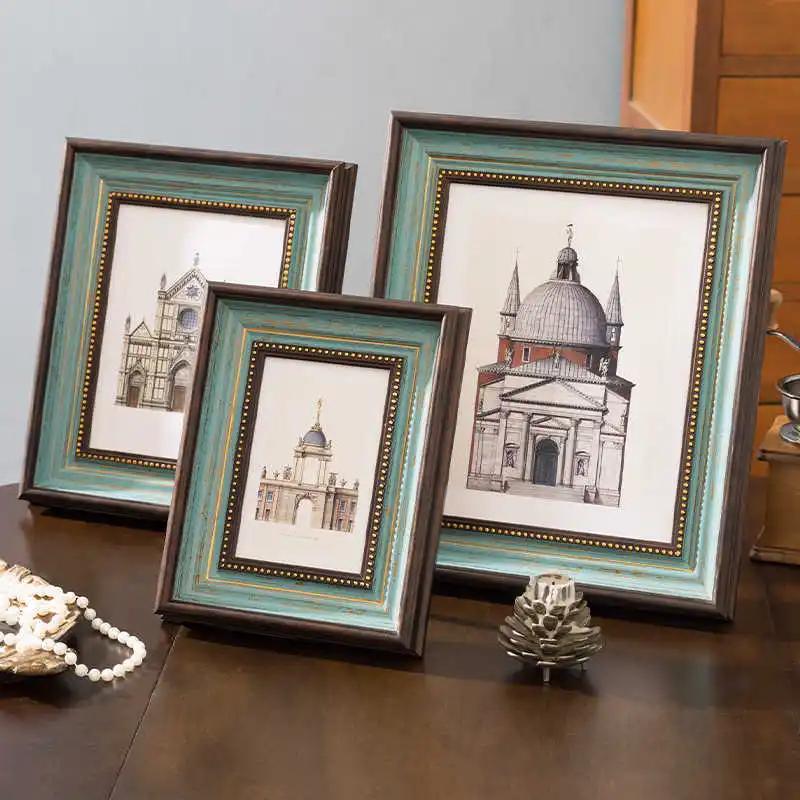 Vintage American Picture Frame, Wall Mount & Tabletop Dual-Use Decor, 5/6/7/8/10 Inch Optional Sizes Retro Photo Holder