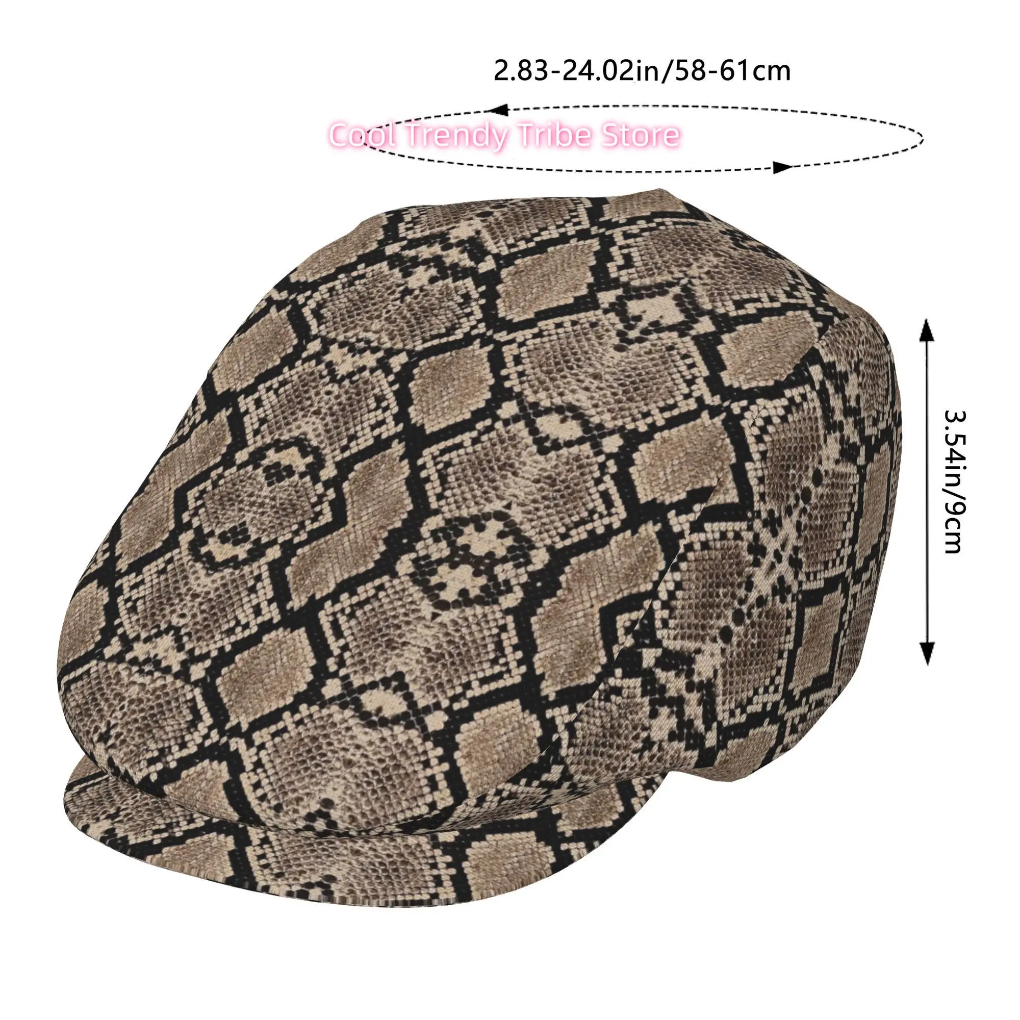 1pc of a Beret Featuring a Detailed Close-Up of Snake Scales, This Retro Newsboy Cap Is Unisex And an Essential Fashion Item for