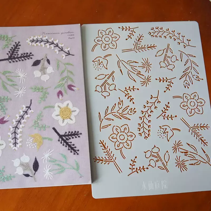 coaster Decor,Fabric Crafts Drawing tool,multi flower Quilting Templates Sashiko Stencils Reusable PET formwork for Embroidery