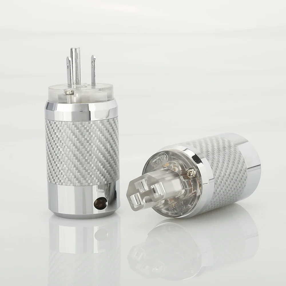 

Pair Carbon Fiber Gold Plated Rhodium Plated DIY AC Power Cable Male female connector IEC Schuko EU US Power Plug